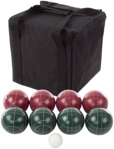 Bocce Ball Set Regulation Size - Lawn Game for Backyard or Beach - Includes Red and Green Bocce Balls, Pallino, and Carrying Case by Trademark Games