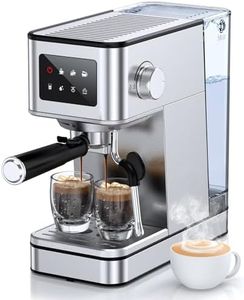 QJA Espresso Machine, 20 Bar Compact Espresso Maker with Steam Milk Frother, Stainless Steel Coffee Machine with 57.5oz Removable Water Tank & LED Touchscreen Monitors for Latte (2025 updated model)