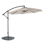 Azuma 3M Garden Parasol Banana Style Taupe Cantilever Sun Shade 8 Panel Offset Patio Umbrella Bistro Style Canopy With UV50 Protection For Summer Outdoor Dining Air Vent Cross Base