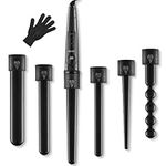 LOETAD Curling Wand Tong Hair Curlers Set 6 in 1 Curling Irons with PTC Ceramic Barrels LCD 80°C-230°C Temperature Control