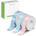 NELKO Genuine P21 Label Maker Tape, Adapted Label Print Paper, 14x40mm (0.55"x1.57"), Standard Laminated Labeling Replacement, Multipurpose of P21, 180 Tapes/Roll, 3-Roll, Light Blue/Sky Blue/Pink