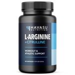 L-Arginine & L-Citrulline Supplement | Stamina, Endurance, Workout & Performance Support for Men | 590 mg L Arginine + L Citrulline 266 mg | 60 Nitric Oxide Pills | Vegan, Third-Party Tested