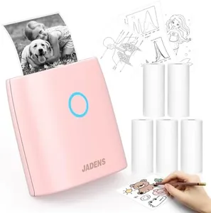 JADENS Sticker Printer with 5Rolls Thermal Paper