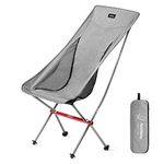 Naturehike Ultralight Portable Folding High Back Camping Chair Heavy Duty 300lbs Capacity,Make Back Fully Relaxed,Compact for Outdoor Camp,Fishing,Picnic,Lightweight Backpacking,Travel-Gray