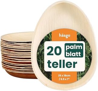 HAAGO Palmblatt Teller, Servierplatten Einweg Palmblatt Geschirr - Biologisch abbaubare Einwegteller, Holzteller Einweg, Einweg Servierplatte - (20, 25cm / 10“ Teardrop)