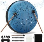 Sannofair Rain Drum for Outside, Steel Tongue Drum 11 Notes 6 Inches Chakra Tank Drum, for Yoga Musical Education,with Drumsticks Drumstick Stand Tutorial Book Note Stickers Finger Cots(Dark Blue)