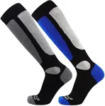 Pure Athlete Value Ski and Snowboarding Socks - Cold Weather Socks for Skiing (S/M, 2 Pairs - Black(1)-Blue(1))