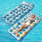 Stonful 2 Pack Inflatable Mat, Giant Adult Size with Headrest, Lake Float Raft Water Lounger, Multi-Purpose Swimming Pool Floats Toys for Pool Party, Summer Beach, Outdoor