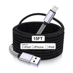 Cabepow 15 FT Extra Long iPhone Charger Cord,[Apple MFi Certified] Long Apple Lightning Cable 5M,2.4A Nylon Braided iPhone Fast Charging Cord for iPhone 14/14pro/13/12/11/11Pro/X/XS/XR/XS Max/8/7