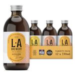 L.A Brewery | Non Alcoholic Sparkling Craft Kombucha Drink - Variety Pack - 12 x 330ml Pack | Low Sugar Non Alcoholic Drinks - Kombucha Tea - Gluten Free & Vegan Soft Drinks | Brewed in the UK