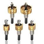 ZIBUYU� Hole Saw Drill Bit Set High Speed HSS Hole Drilling Tools for Metal Sheet Wood Piece Stainless Steel Metal Alloy Piece Plastic 16mm/18mm/20mm/25mm/30mm (Gold) - 5 Pcs
