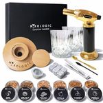 MIXOLOGIC Cocktail Smoker Kit with Torch, 2 Glasses, 6 Wood Chips, Whiskey Stones & Accessories, Old Fashioned Whisky Smoking Set, Drinks Infuser, Men Gift, Boyfriiend, Dad, Husband (No Butane)