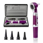 Scian Otoscope Ear Scope with Light, Fiber Optic Otoscopes with Hard Plastic Case, Pocket Ear Infection Detector for Kids,Elders,Dogs,Home Use (Purple)