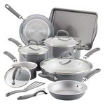 Rachael Ray Create Delicious Nonstick Cookware Induction Pots and Pans Set, 13 Piece - Gray Shimmer