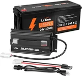 LiTime 24V 100Ah LiFePO4 Lithium Battery with 29.2V 20A LiFePO4 Battery Charger, Built-in 100A BMS, Up to 15000 Cycles, Max. 2560W Load Power for RV/Camper, Solar, Trolling Motor, Marine, Off-Grid