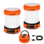 THORFIRE Collapsible Camping Lantern Rechargeable, Hand Crank Lantern Flashlight with 4 Light Modes, Portable LED Camping Lanterns for Power Outage, Hiking, Emergency, Fishing, Tent Light (2 Pack)