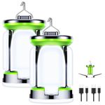 Blukar Camping Lantern Rechargeable, [2 Pack] 2000L Ultra Bright Camping Lights Lamp - 7 Light Modes, 60 LED Hanging Tent Lamp, Long Battery Life for Outdoor, Emergency, Fishing, Hiking etc