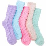 ANTSANG Fuzzy Slipper Socks for Women Men Fluffy Warm Thick Winter Soft Plush Cozy Valentines Day Galentines Day Gifts For Her Him Christmas Gifts Socks Stocking Stuffers (Color Series,L)