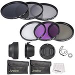 Andoer Filter Kit 67mm Lens Filter Kit UV CPL FLD ND(ND2 ND4 ND8) with Carry Pouch/Lens Cap/Lens Cap Holder/Tulip & Rubber Lens Hoods/Cleaning Cloth