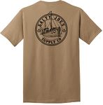 Joe's USA Salty Joe's Mens Fishing Trawler Logo Heavyweight T-Shirt-S, Sand / Black Fishing Trawler Design, Black