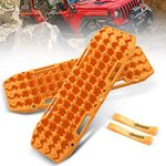 BUNKER INDUST Off Road Traction Boards, Pair Recovery Tracks Traction Mat for Vehicle Truck Jeep SUV, Mud, Snow, Sand Ramp-Orange Emergency Tire Traction Pads