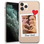 TULLUN Personalised Phone Case for iPhone 5 / 5s / SE 2016 - Clear Soft Gel Custom Cover Pinned Snapshot Photo Your Own Style Image Design - Heart Magnet