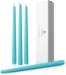 Pickood 12-Inch Tall Dripless Taper Candles Set of 4 - Turquoise Tapered Candles, Perfect for Spring - Smokeless, Unscented, Long Burning - Hand Poured, Colored Tall Candlesticks - Teal