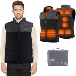 2023 Upgraded Heated Vest for Men Women, Mens Double Switch Heated Vest with 9 Heating Zones, Black Grey, Large