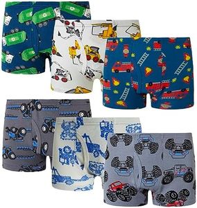 Family Feeling 6 Packs Trucks Big Boys' Cotton Boxer Brief Underwear Size 12