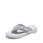 DREAM PAIRS Women's Arch Support Flip Flops Comfortable Thong Sandals for Walking Beach Summer,Size 7.5,Grey,BREEZE-1