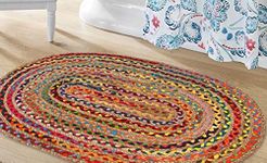 Jute Multi Chindi Oval Braided Rug,