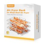 Aieve Air Fryer Rack for Ninja Dual, 3-Layer 304 Stainless Steel Dehydrator Rack, Air Fryer Accessories Compatible with Ninja Air Fryer AF300UK/ AF400UK, Salter, Tower Dual Air Fryer