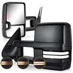 SIZIOM Switchback Towing Mirrors for 2003-2007 Chevy Silverado Side Mirrors GMC Sierra Tow Mirrors with Dynamic Turn Signal&Running Light Backup Lamp Power Heated Extendable Pair Set(Textured Black)