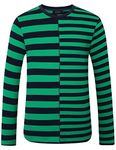 SSLR Men's T-Shirts Crewneck Patchwork Striped Tee Shirts Regular Fit Cotton T Shirts for Men, Green Navy, Medium