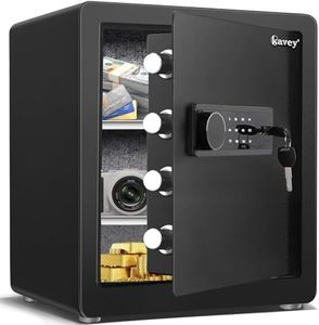 Kavey 2.0 Cub Safe Box, Home Safe with Dual Warning Alarm and LED Light, Money Safe with Digital Touch Screen Keypad and Double Removable Shelf, Safe Box for Home Hotel Office