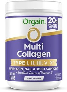Orgain 20g Hydrolyzed Multi Collagen Peptides Powder, Unflavored, 15oz | Grass fed collagen type I, II, III, V, X for women and men, supplement for hair, skin, nail, & joint support, 21 servings