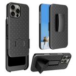 HIDAHE for iPhone 16 Pro Holster Case, Combo Shell Slim Rugged for iPhone 16 Pro Case Cover with Kickstand, Swivel Belt Clip Holster Shockproof Protective Cover 2024 Release, Black