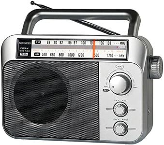 Retekess TR604 Radio Portable FM, Poste Radio Pile et Secteur, Excellente Réception Antenne, Transistor, Enceinte, Prise Casque,Grand écran,pour Personnes Âgées(Argent)