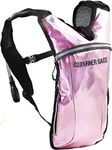 Sojourner Hydration Pack Backpack - 2L Water Bladder Included for Festivals, Raves, Hiking, Biking, Climbing, Running and More (Holographic - Pale Pink)