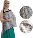 Bebe au Lait Zip & Switch Nursing Cover- Premium Cotton Breastfeeding Cover for Mom, Privacy Nursing Cover for Breastfeeding,Breathable Nursing Cover Up, One Size Fits All -Grey & Stripes (Pack of 2)