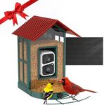 Soliom BF08S-Bird Feeder with Camera,1080P HD Night Version Bird Watching WiFi Camera with AI Identify Bird Species, IP65 Waterproof Bird House with Solar Panel,Auto Capture Bird Video(Red)