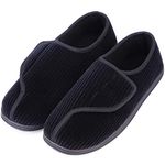 LongBay Men's Memory Foam Diabetic Slippers Comfy Warm Plush Fleece Arthritis Edema Swollen House Shoes (13, Black)