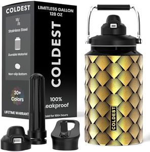 Coldest 128 oz Tumbler with Handle and Straw - 100% Spill Proof Tumbler with Straw (3 Lids) - Stainless Steel Insulated Leakproof Tumblers for Women & Men - Cup Holder Friendly - 128 oz (Gold Dragon)