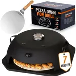 HeatGuard Pro Geras Pizza Oven for Grill - Grill Top Pizza Oven For Outdoor Camping - Pizza Stone, Pizza Peel Kit - Portable Backyard BBQ Pizzas Maker Charcoal, Pellet, Propane Gas Wood Attachment