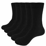 YUEVO SPORTS 5 Pairs Men's Thin Breathable Casual Black Dress Socks Lightweight Bamboo Socks Multipack Size 10-13