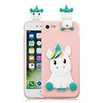 HopMore Case for iPhone SE 2020 / iPhone SE 2022 5G / iPhone 8 / iPhone 7 Cover Cute 3D Design Silicone Soft Gel Shockproof Protective Slim Thin Rubber Bumper Funny Shell for Girls Woman, Pink Unicorn