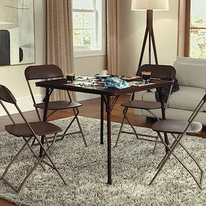BizChair Brown Foldable Card Table - Square, Portable, 33.5"W x 33.5"D x 27.75"H