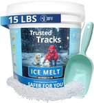 Trusted Tracks Pet Safe Ice Melt, 15 LBS Premium Snow Melter, Pure Magnesium Chloride, Safer for Pets, Concrete, Effective to -35 F, with Scoop