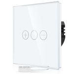 CNBINGO Dimmer Switch for Dimmable LED - 1 Gang Touch Light Switch - White Wall Switch with Glass Panel and Status-LED Backlight - Single Switch with a Free Adapter - Only Control one LED
