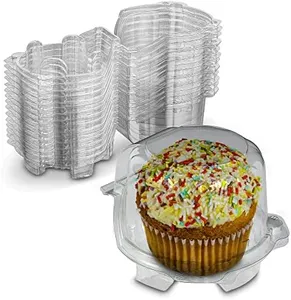 MT Products Clear PET Single Cupcake Container 4.3" x 4" x 3.12" - Individual Muffin Holder - Pack of 15